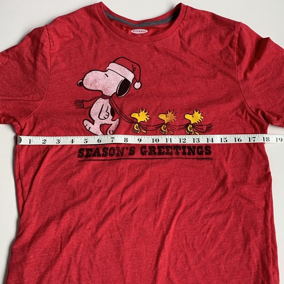 OLD NAVY Snoopy Woodstock Seasons Greetings Holiday Peanuts T-Shirt Size Small - Picture 3 of 9